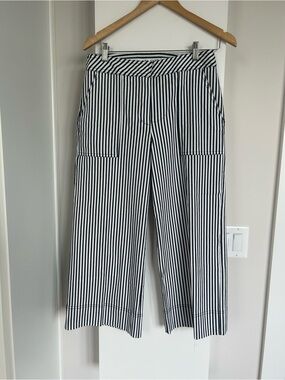 Trina Turk Navy and White Striped Pants